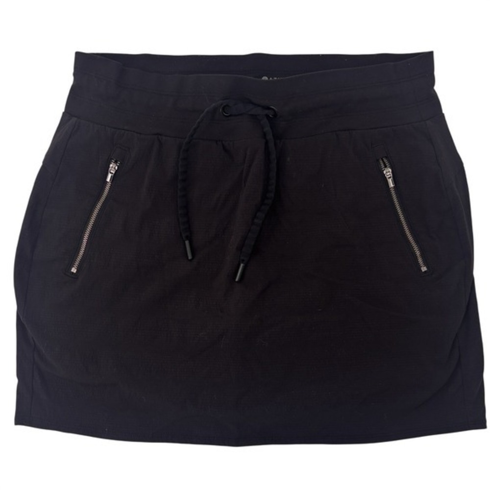 ATHLETA Womens Activewear Skirt Skort‎ Black Sz 10 Pockets Drawstring Athleisure